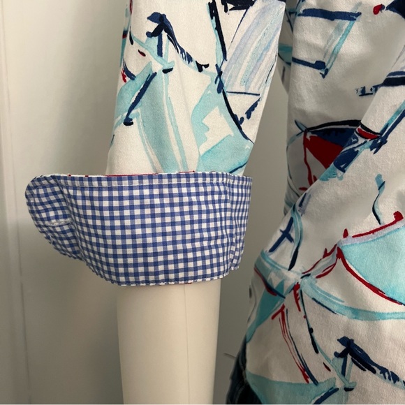 Chaps Button-down Shirt with 3/4 Sleeves. - Picture 12 of 12